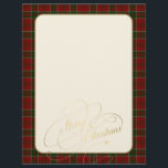 Merry Christmas gold script red green plaid frame Letterhead<br><div class="desc">Elegant stylish Merry Christmas faux gold classic calligraphy script rustic red and green plaid tartan framed holiday letterhead.</div>
