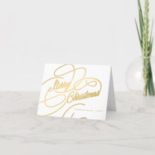 Merry Christmas gold script simple elegant Holiday Card