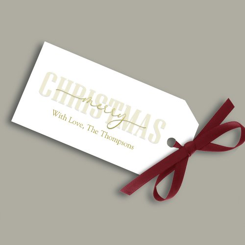 Merry Christmas Gold Simple Calligraphy Gift Tags
