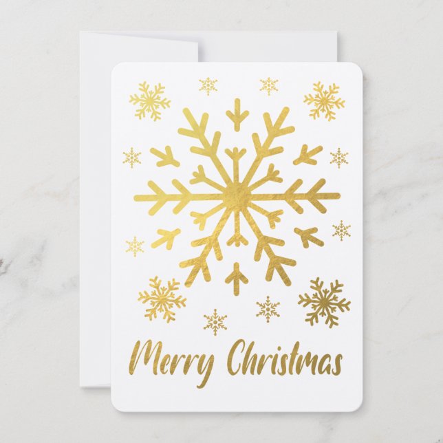Merry Christmas Gold Snowflakes Blank Cards (Front)