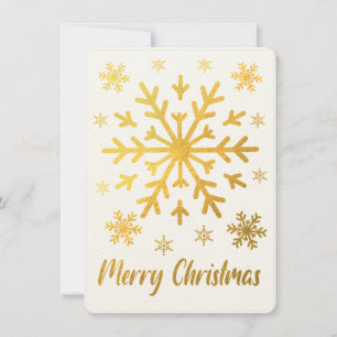 Merry Christmas Gold Snowflakes Blank Cards