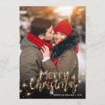 Merry Christmas Gold Sparkle Script PHOTO Greeting Holiday Card<br><div class="desc">Merry Christmas Gold Sparkle Script PHOTO Greeting Holiday Card.</div>