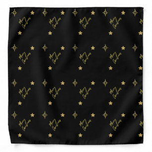 Merry Christmas Gold Star Patterns Bandana