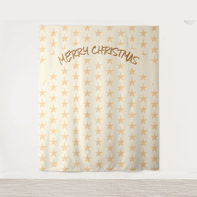 Merry Christmas Gold Stars Backdrop (Front)