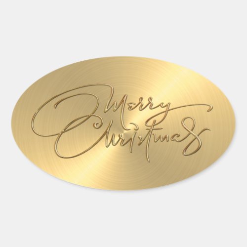 Merry Christmas Gold Sticker Embossed Look