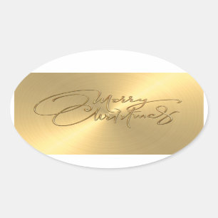 Merry Christmas Gold Sticker Embossed Look