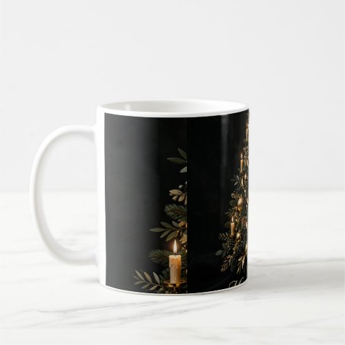 Merry Christmas Gold Tree Coffee Mug