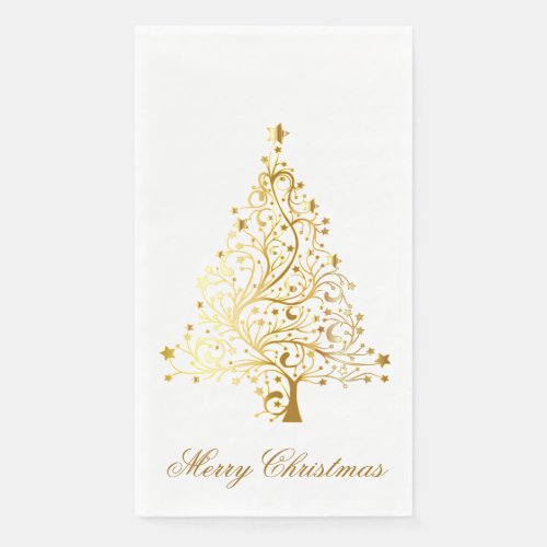 Merry Christmas Gold Tree Paper Guest Towels