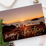 Merry Christmas Gold Wedding Announcement Photo<br><div class="desc">Merry Christmas Gold Pressed Hand Written Photo Foil Holiday Card
*real foil</div>