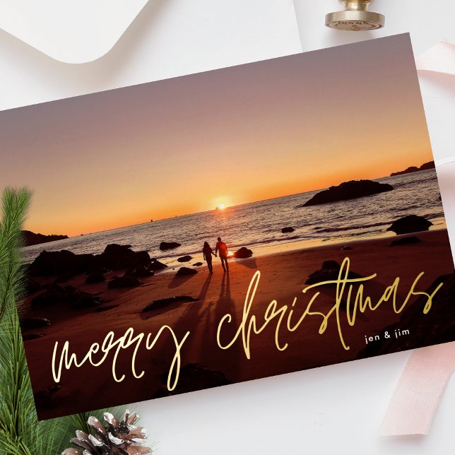 Merry Christmas Gold Wedding Announcement Photo (Creator Uploaded)