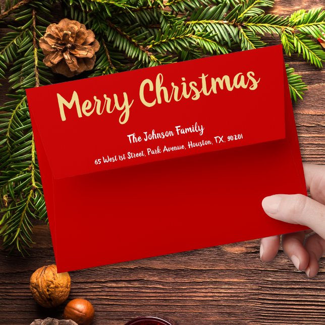 Merry Christmas Gold White Red Holiday Mailing Envelope (Merry Christmas Gold White Red Holiday Mailing Envelope)