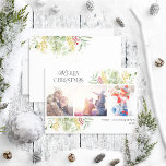 Merry Christmas Gold Winter Botanical Photo Holiday Card<br><div class="desc">Looking for a unique holiday card that will really stand out? Check out our Merry Christmas Gold Winter Greenery Botanical Photo Holiday Card! This beautiful card features three of your favorite photos, surrounded by festive red and green winter motifs. Modern typography completes the look, making this one holiday card that...</div>