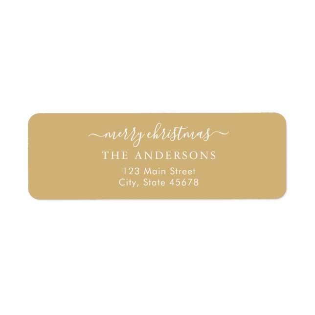 Merry Christmas Gold Yellow Return Address Label (Front)