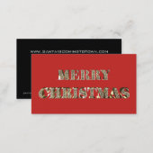 Merry Christmas Golden Glitter Typography Red Gold Business Card (Front/Back)