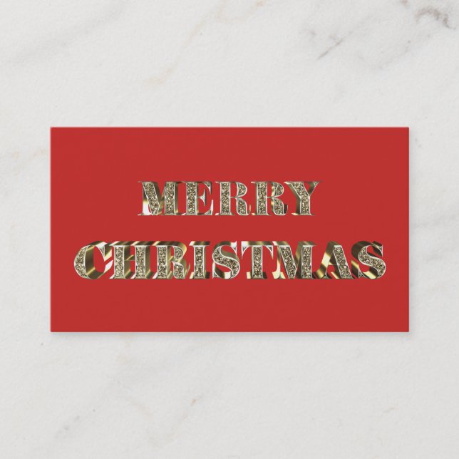 Merry Christmas Golden Glitter Typography Red Gold Business Card (Front)