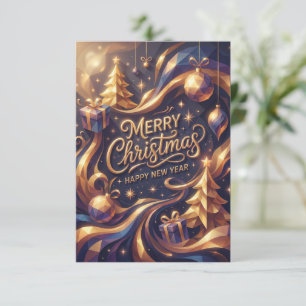Merry Christmas Golden Hour Geometric Elegant Invitation