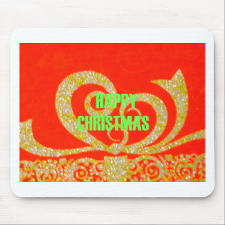 Merry Christmas Golden Red Snow flex Mouse Pad