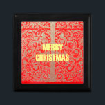 Merry Christmas Golden Red Snow Glitter Hearts Art Jewelry Box<br><div class="desc">Merry Christmas Golden Red Snow Glitter Hearts Abstract Print Introducing the "Merry Christmas Golden Red Snow Glitter Hearts Abstract Print, " a festive and cheerful design that captures the spirit of the holiday season in an elegant way. The design incorporates hearts and swirls, creating a warm and celebratory atmosphere perfect...</div>