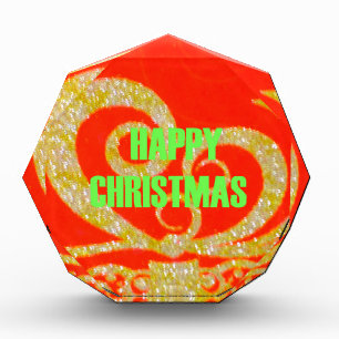 Merry Christmas Golden Red Snowflex.jpg Acrylic Award