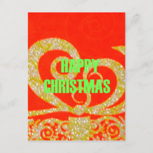 Merry Christmas Golden Red Snowflex.jpg Holiday Postcard