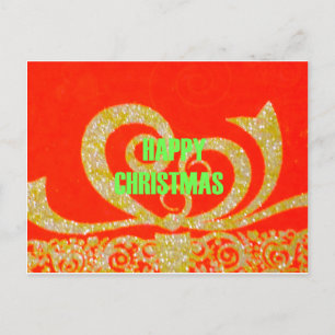 Merry Christmas Golden Red Snowflex.jpg Holiday Postcard