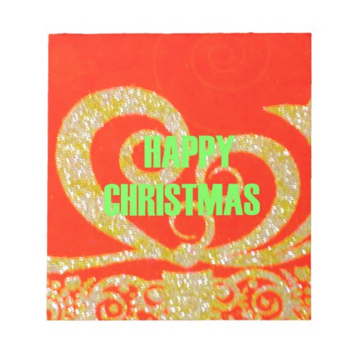 Merry Christmas Golden Red Snowflexjpg Notepad