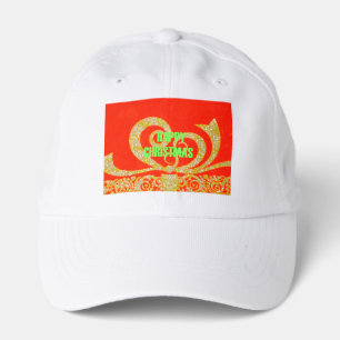 Merry Christmas Golden Red Snowflex.jpg Performance Cap