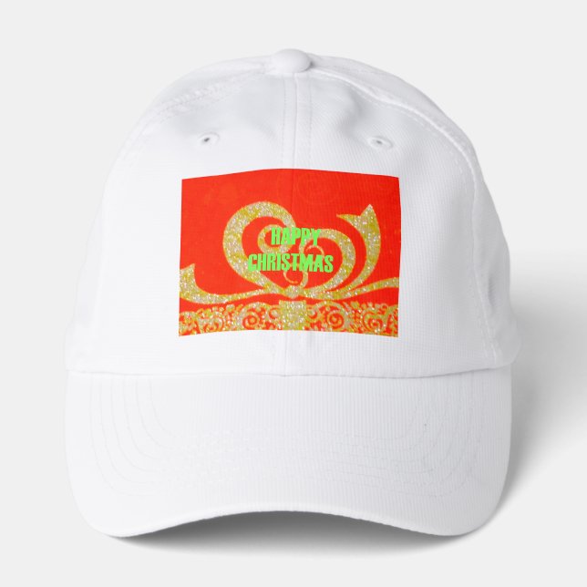 Merry Christmas Golden Red Snowflex.jpg Performance Cap (Front)