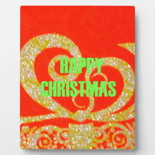 Merry Christmas Golden Red Snowflex.jpg Plaque