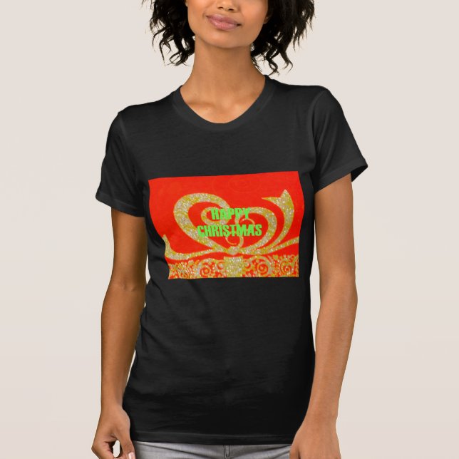 Merry Christmas Golden Red Snowflex.jpg T-Shirt (Front)