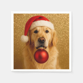 Merry Christmas Golden Retriever card. Napkins