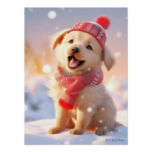 Merry Christmas Golden Retriever Dog 01 _ Happy C Poster