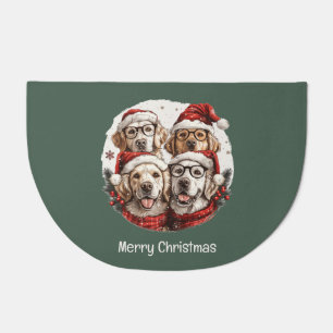 Merry Christmas Golden Retriever Dogs Doormat
