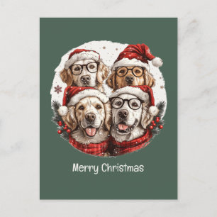 Merry Christmas Golden Retriever Dogs Holiday Postcard
