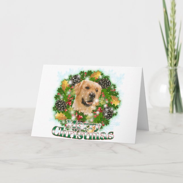Merry Christmas Golden Retriever Holiday Card (Front)