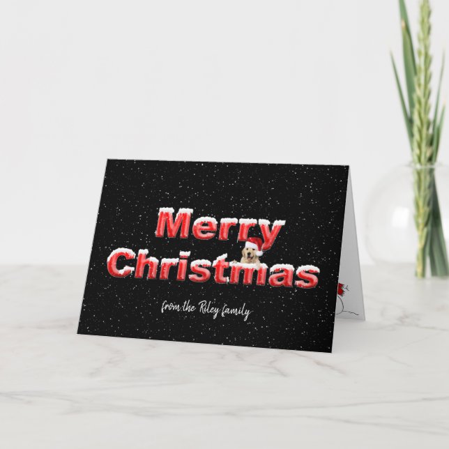 Merry Christmas golden retriever Holiday Card (Front)