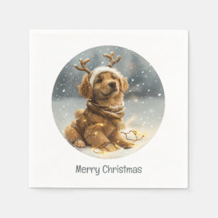 Merry Christmas Golden Retriever Puppy Napkins