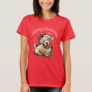 Merry Christmas Golden Retriever Puppy T-Shirt