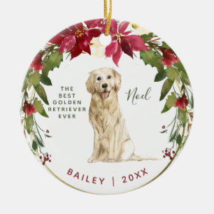 Merry Christmas Golden Retriever   Your Dogs Photo Ceramic Ornament