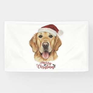 Merry Christmas Golden Retriver dog   Banner