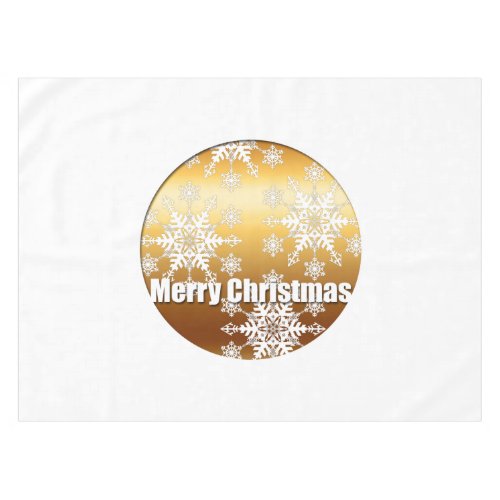 Merry Christmas Golden Snowflakes Tablecloth