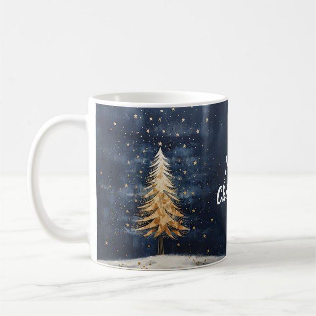 Merry Christmas Golden Tree Coffee Mug (Left)