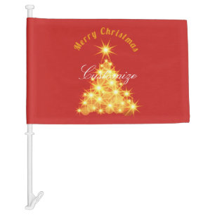 Merry Christmas Golden Tree Thunder_Cove Car Flag
