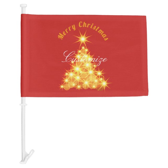 Merry Christmas Golden Tree Thunder_Cove Car Flag (Front)