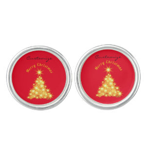 Merry Christmas Golden Tree Thunder_Cove Cufflinks