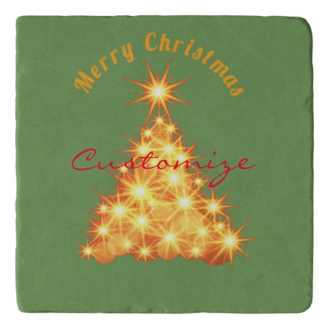 Merry Christmas Golden Tree Thunder_Cove Trivet (Front)