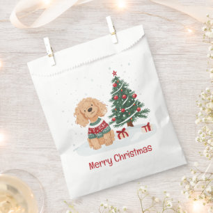 Merry Christmas Goldendoodle Dog Favor Bag