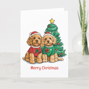 Merry Christmas Goldendoodle Dogs Holiday Card