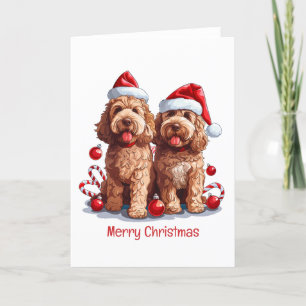 Merry Christmas Goldendoodle Dogs Holiday Card