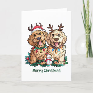 Merry Christmas Goldendoodle Dogs Holiday Card